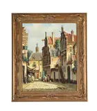 A cobbled street with a woman at a pump by Pieter Cornelis Steenhouwer, Oil on canvas, sold Apr 2025
