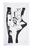 Black on white by Ewart Johns, Oil on canvas laid on board, sold Apr 2025