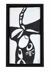 Black on white by Ewart Johns, Oil on canvas laid to board, sold Apr 2025