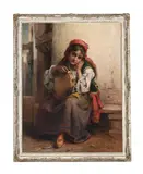 Tambourine girl by Thomas Kent Pelham, Oil on canvas, sold Apr 2025
