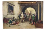 A duel by Manuel Picolo López, Oil on board, sold Apr 2025