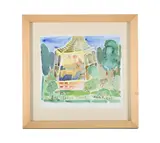 Bel lodge and donkeys by Lorna Vahey, Watercolour, offered Apr 2025