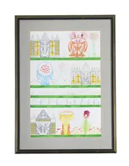 Untitled (fish, birds, foliage & chateaux) by Scottie Wilson, Watercolour and pen, offered Apr 2025