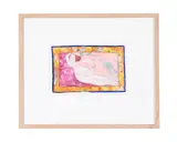 Take me to bali by Lynne Curran, Watercolour, pencil and coloured crayons, with collage on tracing paper, offered Apr 2025