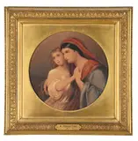 Mother and child by Hespie Forsythe, Pencil and watercolour, painted tondo Variously signed, inscribed and dated 'October, sold Apr 2025