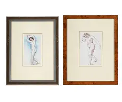 Female nude, two works by William Edward Frost, Ink and watercolour, sold Apr 2025