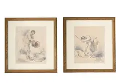 Punishing the dog by George Morland, Pencil and coloured chalks, a pair Both signed and dated '1792', sold Apr 2025
