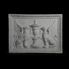 A plaster griffon plaque taken from a coade original by Peter Hone, 2014, sculpture, sold Mar 2025