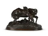An equestrian bronze 'jument arabe et son poulain', mid 19th century by Pierre-Jules Mêne, BRONZE, sold Mar 2025