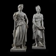 A good pair of white marble allegorical figures of women, italian by Rinaldo Rinaldi, sculpture, sold Mar 2025