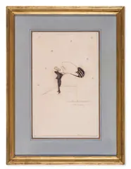 Portrait of Marc-André Raffalovich by Max Beerbohm, Pen and black ink, grey wash, coloured crayon, signed in the lower centre, image, sold Mar 2025