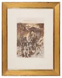Study of a Piedmontese gypsy encampment by Augustus Edwin John, pencil, offered Mar 2025