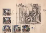 Les Captives by Robert Poughéon, Charcoal, coloured chalks, watercolour, offered Mar 2025