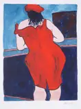 Woman In Red Lion Pub by Bob Dylan, print, sold Mar 2025