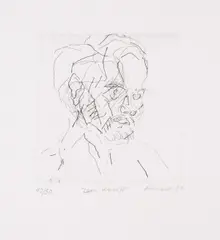 Leon Kossoff by Frank Auerbach, Etching, sold Mar 2025