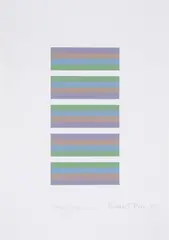 Intervals 3, Green/Purple (Not in Tommasini & Gubay) Screenprint in colours, 2021 by Bridget Riley, Screenprint in colours, sold Mar 2025