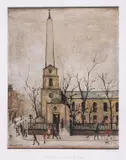 St Luke's Church by L. S. Lowry, Lithograph printed in colours, sold Mar 2025