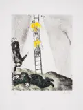 Jacob's Ladder by Marc Chagall, Etching hand-finished with watercolour, sold Mar 2025