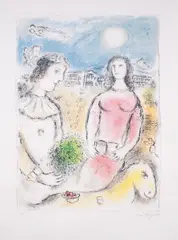 Le Couple au Crépuscule by Marc Chagall, Lithograph printed in colours, sold Mar 2025