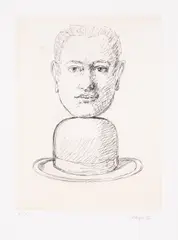 After by René Magritte, Etching with pale ochre platetone, sold Mar 2025