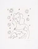 Vierge et Enfant sur Fond de Fleurs et d'Étoiles by Henri Matisse, Lithograph, sold Mar 2025