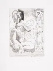 Dormeuse et Sculptures by Pablo Picasso, Etching, sold Mar 2025