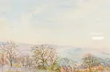 Snow Melting on the Downs From Lewes Dec 1981 by Maud Kennedy, watercolour, sold Nov 2025