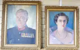 Portrait of a military officer and a companion portrait of a by Hal Bevan-Petman, oil on canvas, sold Oct 2025
