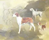 Hound studies, The Suffolk by Ruth Gibbons, oil on canvas, sold Oct 2025