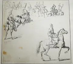 Procession of military figures on horseback by Carle Vernet, pencil, sold Oct 2025