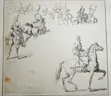 Procession of military figures on horseback by Carle Vernet, pencil, sold Oct 2025