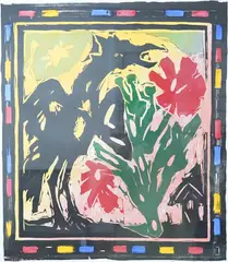 Red Flowers by Michael Rothenstein, pencil, offered Oct 2025