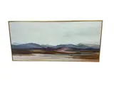 Northern Spain mountainous lakeside landscape by Gerald Parkinson, oil on board, sold Oct 2025