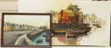 Padstow Harbour and another harbour scene by Kevin Platt, oil, sold Oct 2025