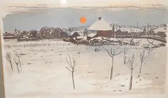 Snow Evening by Edwin La Dell, pencil, sold Oct 2025