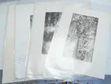 A collection of six etchings and prints by Frank Brangwyn, pencil, sold Oct 2025