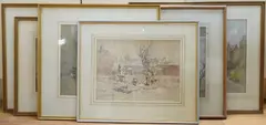 Six Yorkshire views to include estuary scenes and a town scene with by John Brown Harrison, watercolor, offered Oct 2025