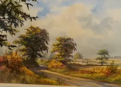 Country Lane by Clive Pryke, watercolour, offered Oct 2025