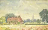 Salisbury from Britford by David Birch, oil on canvas board, sold Oct 2025