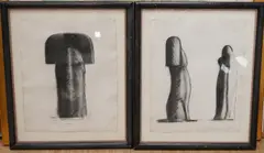 Abstract studies for a sculpture by Stephen Cox, charcoal, sold Oct 2025