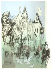 The Law Courts by Feliks Topolski, pencil, sold Oct 2025