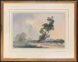Landscape with grazing cattle by John Burman, watercolour, sold Aug 2026