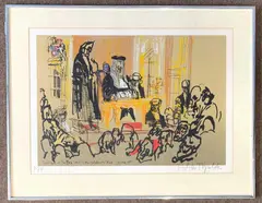Delivery of the Pyx verdicts at Goldsmith by Feliks Topolski, pencil, sold Aug 2026