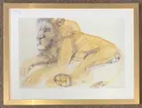 Recumbent Lion by Elisabeth Frink Ch, lithograph, sold Aug 2026