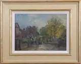 Autumn Norwich by Geoffrey Burrows, oil on board, sold Jul 2026