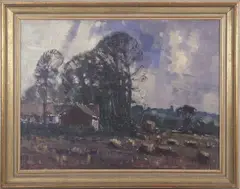 Landscape from Burgh Hall by Geoffrey Chatten, oil on board, sold Jul 2026