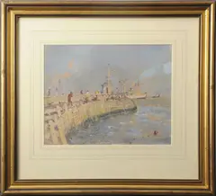 Fishing off the Dutch Pier by Geoffrey Chatten, watercolour, sold Jul 2026