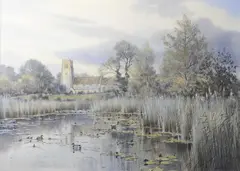 Horning Church by Colin W. Burns, watercolour, sold Jul 2026