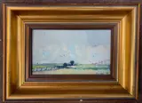 A wide sky landscape scene by Geoffrey Chatten, oil on board, sold Jul 2026