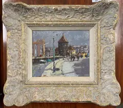 Street view by Geoffrey Chatten, oil on board, sold Jul 2026